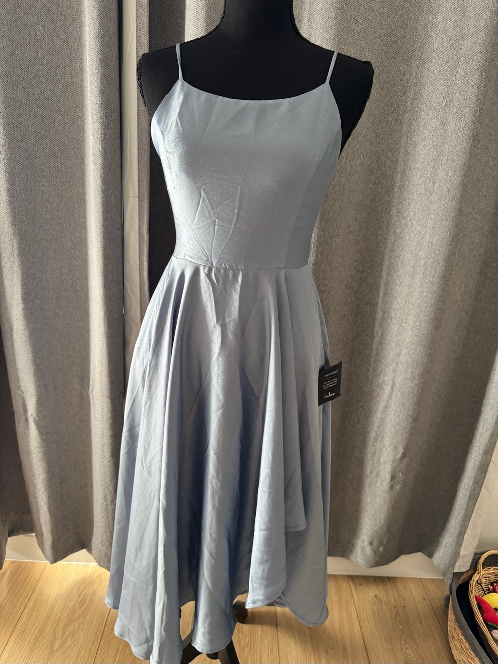 NWT-Lulu's Pale Blue Spaghetti Strap Midi Dress